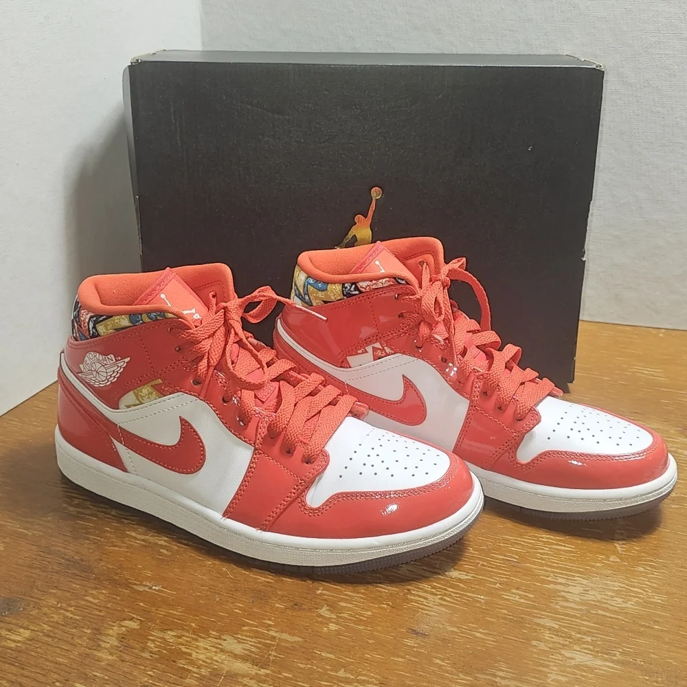 Jordan Red and White Athletic Shoes High-Top Design